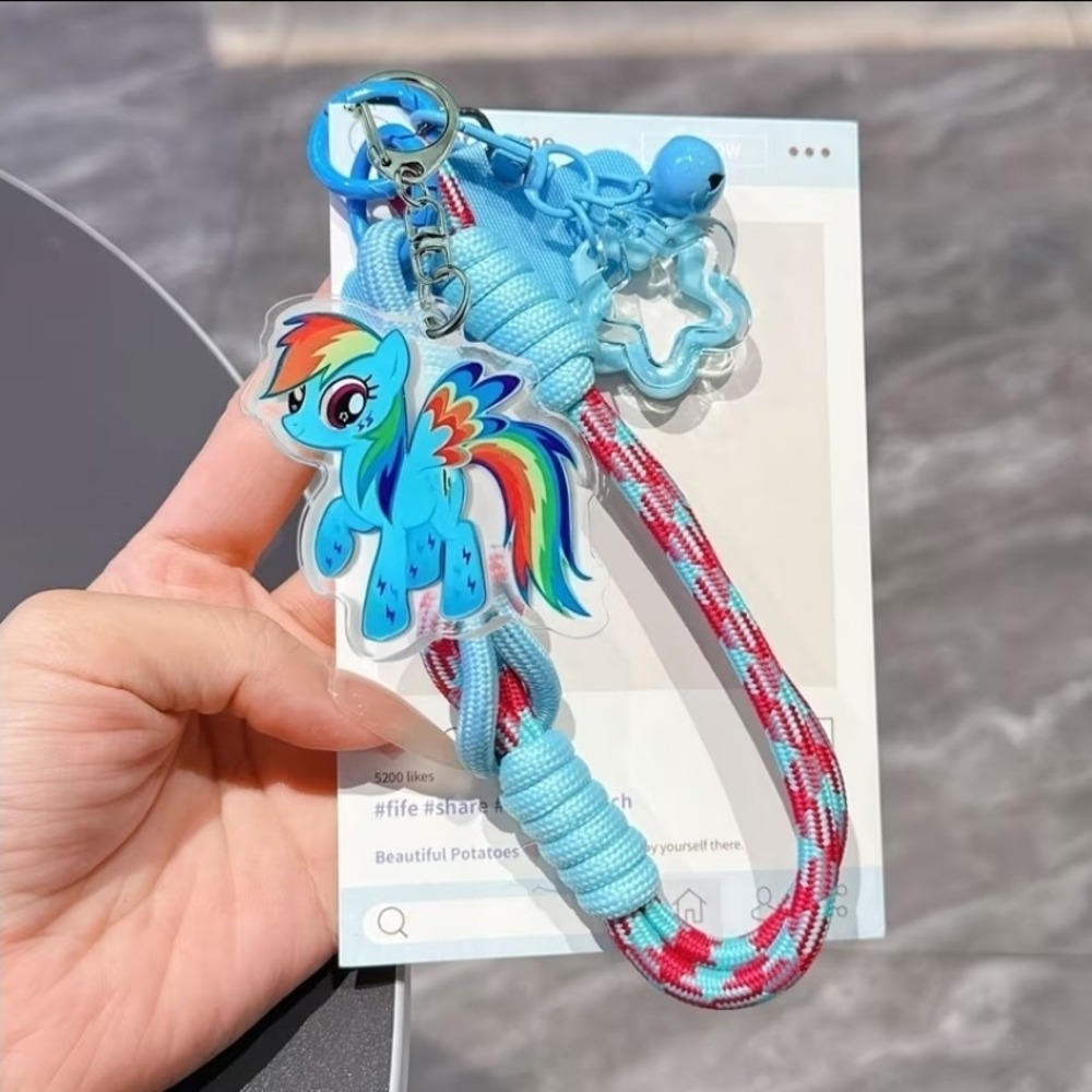 My Little Pony Rainbow Dash Phone Lanyard Charm Braided‎ Rope Keychain MLP Blue